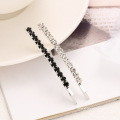 Bobby pin de strass curvo de 6,5 cm prata / preto bling metal grampo de cabelo acessórios de grampo de cabelo de prata